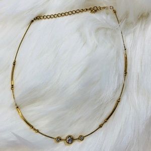 Gold Choker neckless Diamond 3 studs